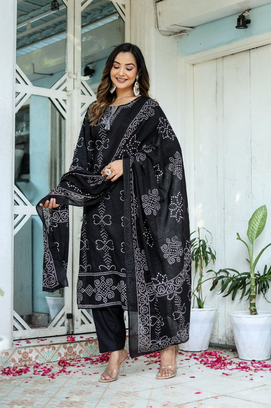 Serene Grace: Black Embroidered Kurta Set